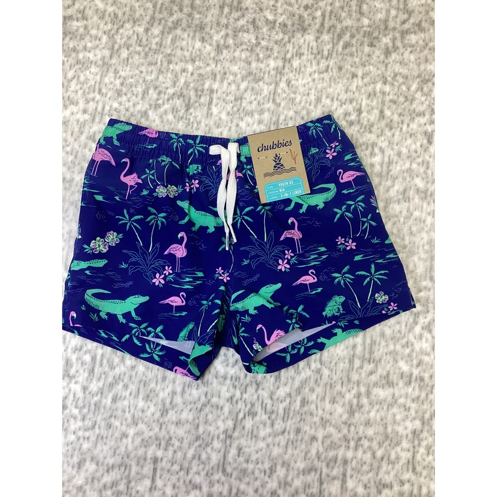 Chubbies Youth XS 6/7 The Swamp & Circumstances Lined Swim Trunks Alligator Pink